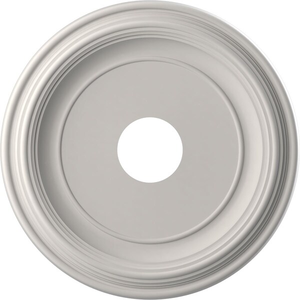 Ekena Millwork Traditional PVC Medallion (Canopies up to 9 1/2"), 16"OD x 3 1/2"ID x 1 3/8"P, Satin Blossom White CMP16TRGBW - main